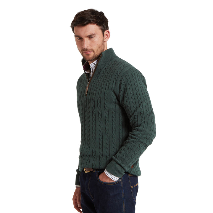Schoffel Mens Calton Cotton Cashmere Cable 1/4 Zip Jumper