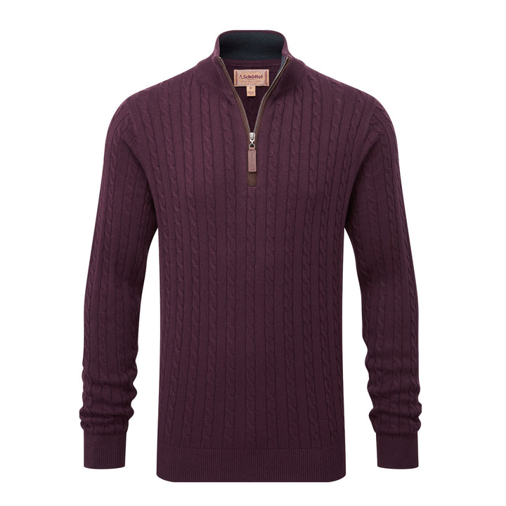 Schoffel Mens Calton Cotton Cashmere Cable 1/4 Zip Jumper