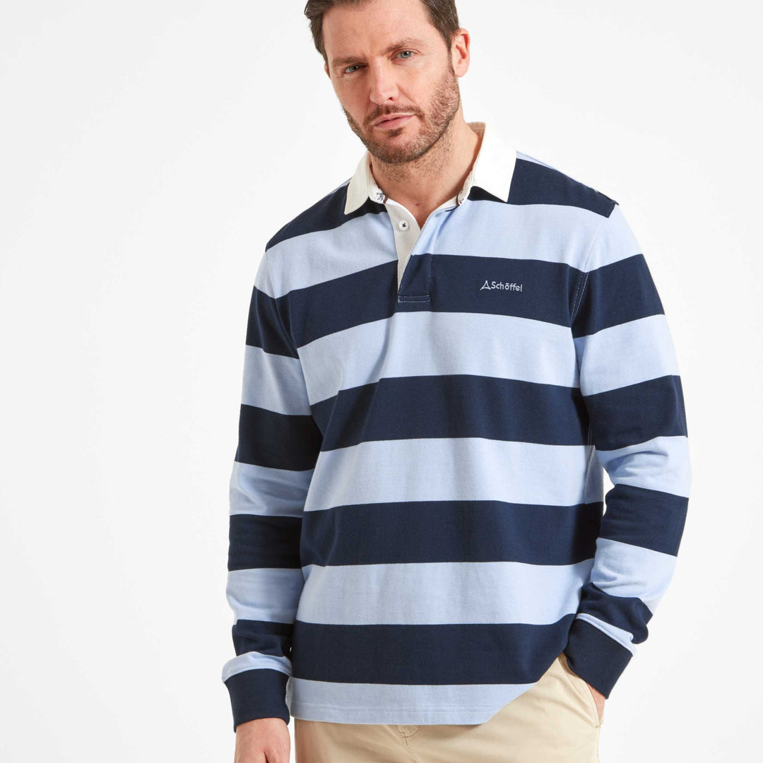 Schoffel Mens St Mawes Rugby Shirt#Blue Stripe