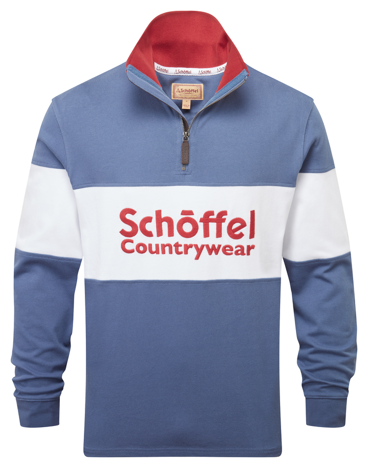 The Schoffel Mens Exeter Heritage 1/4 Zip in Stone Blue