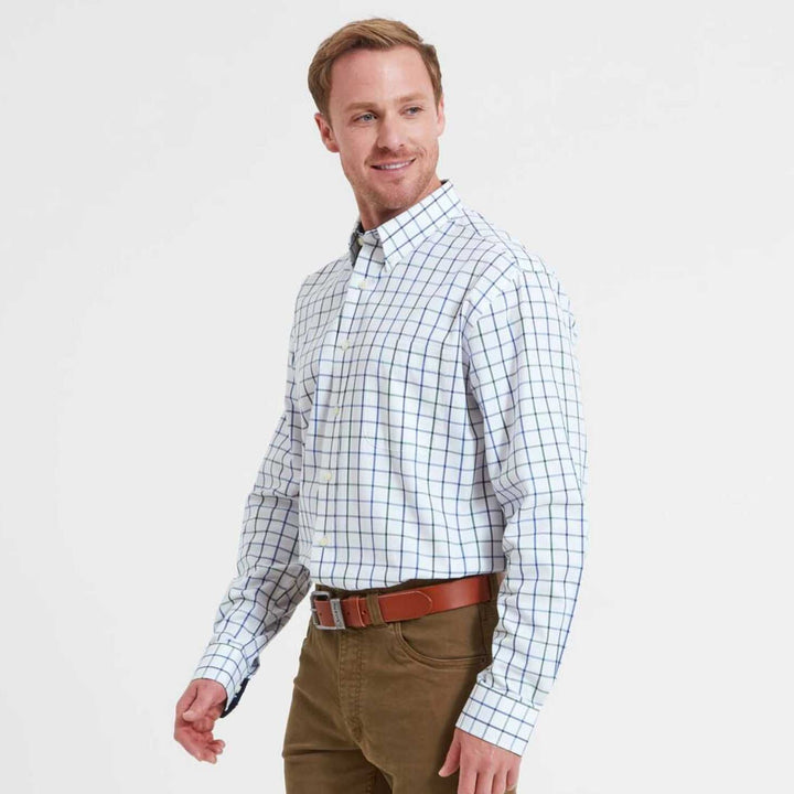 The Schoffel Mens Brancaster Shirt in Green Check#Green Check