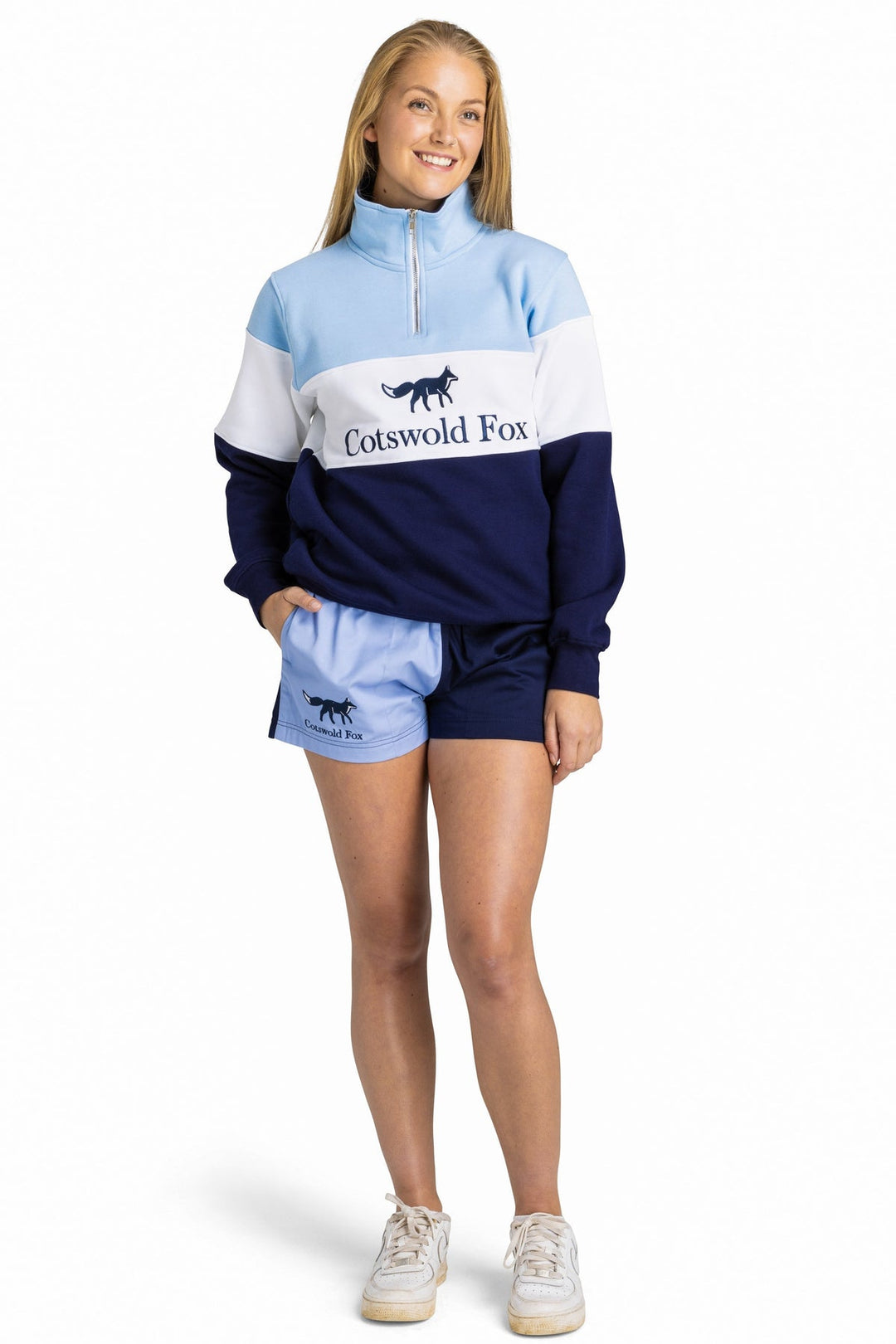 Cotswold Fox Unisex Harlequin Shorts Cornflower Blue