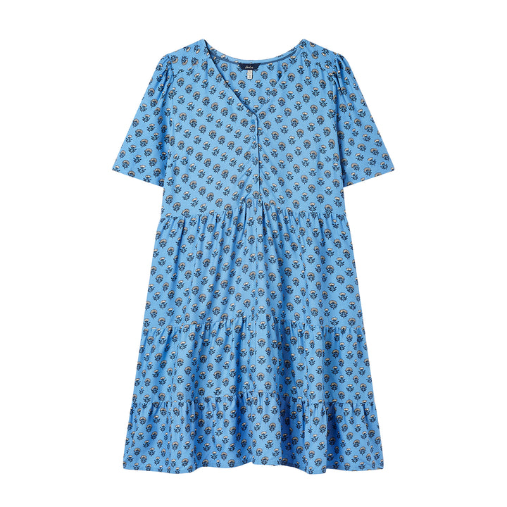 The Joules Ladies V Neck Woven Dress in Blue#Blue
