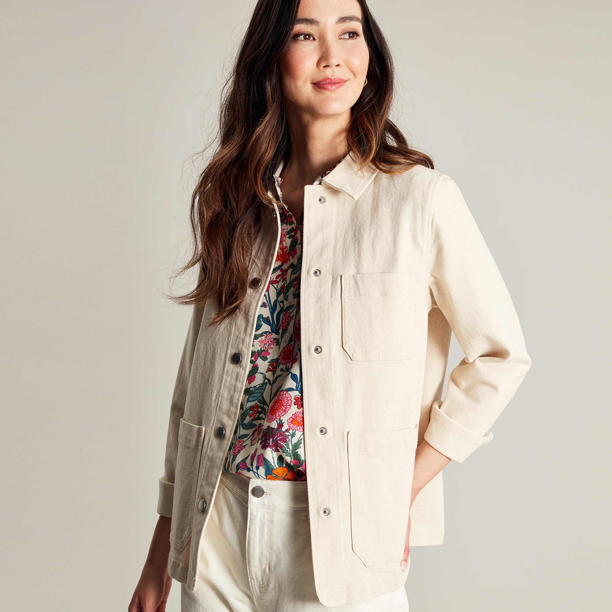 Ladies cream denim jacket hotsell