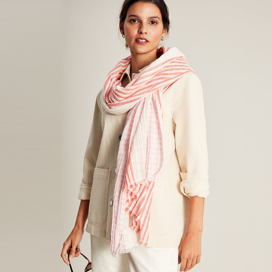 The Joules Ladies Orla Lightweight Texture Scarf in Pink#Pink