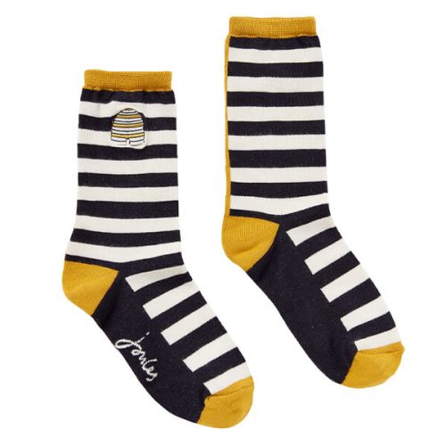 The Joules Ladies Excellent Everyday Eco Vero Socks in Navy Stripe#Navy Stripe