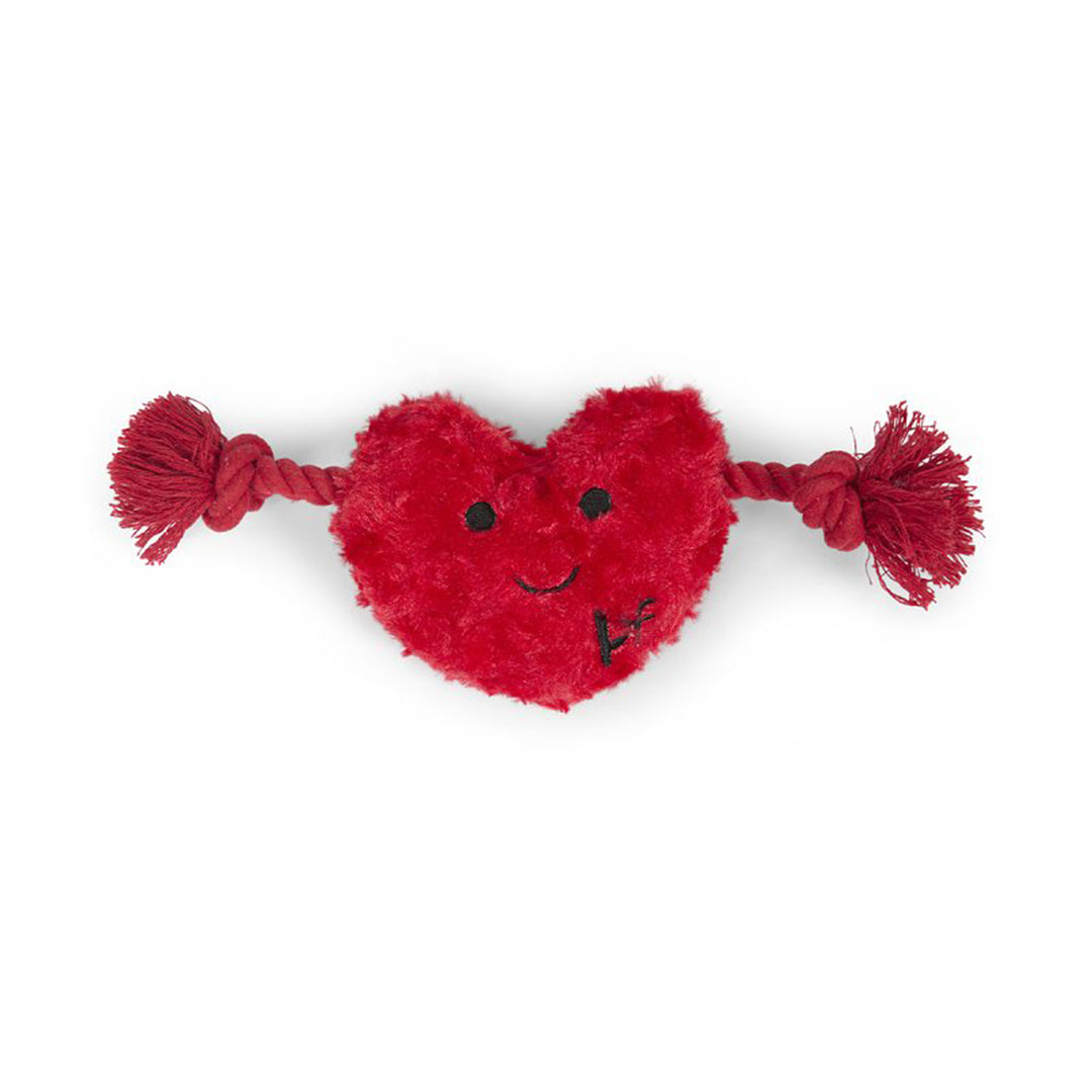 PetFace Buddies Hughie Heart With Rope Plush Dog Toy