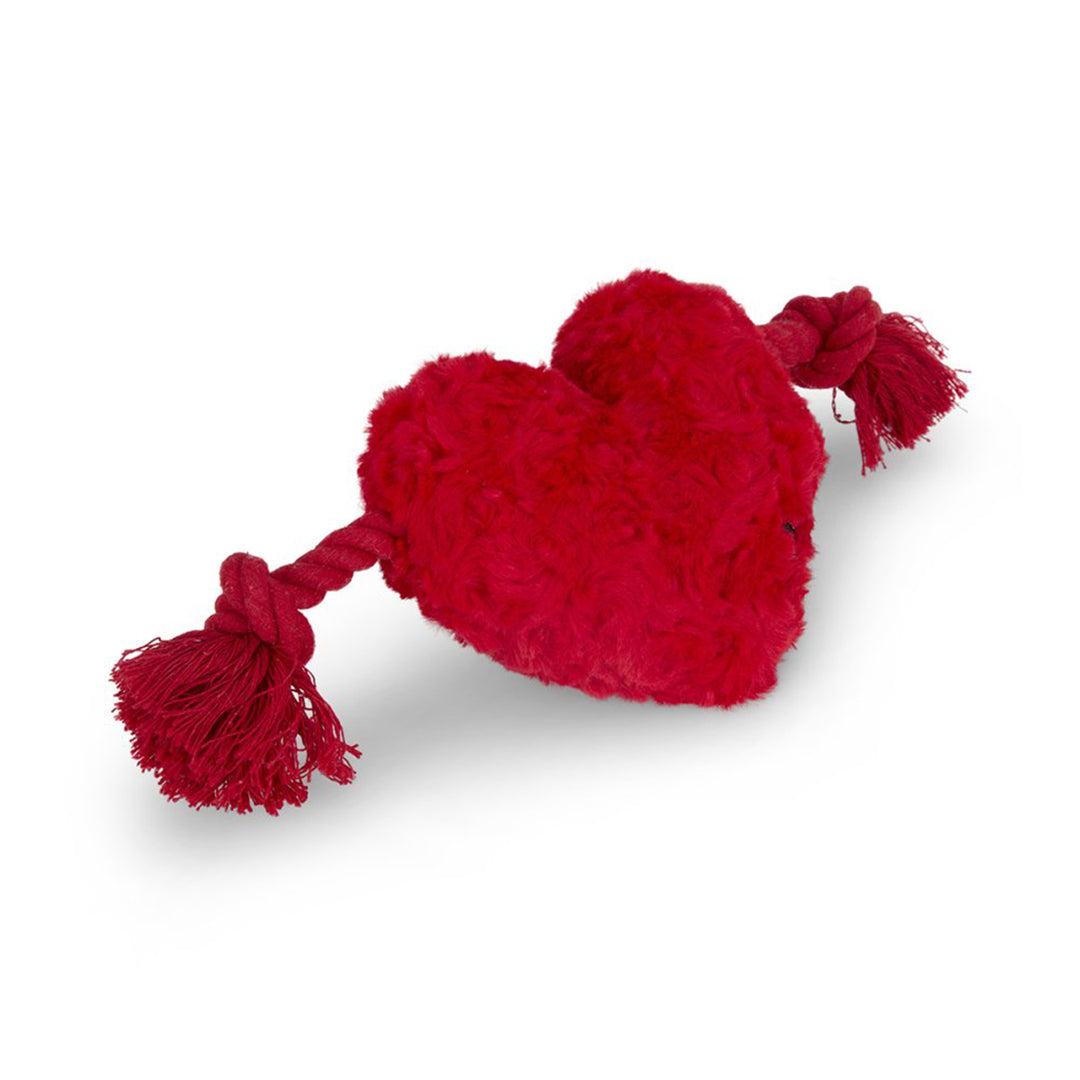 PetFace Buddies Hughie Heart With Rope Plush Dog Toy