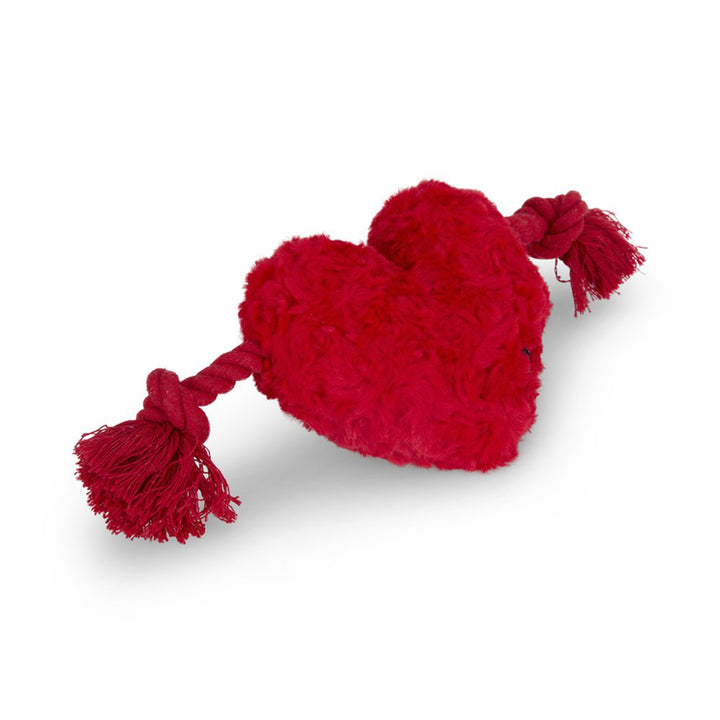 PetFace Buddies Hughie Heart With Rope Plush Dog Toy