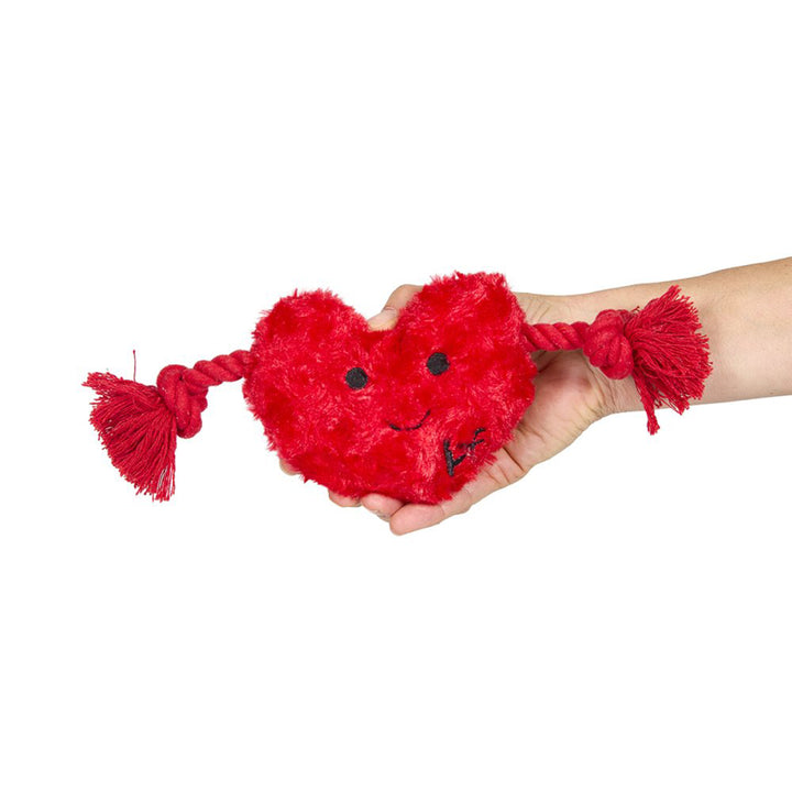 PetFace Buddies Hughie Heart With Rope Plush Dog Toy