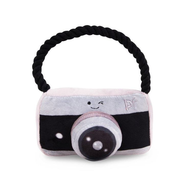 PetFace Retro Camera With Rope Plush Dog Toy
