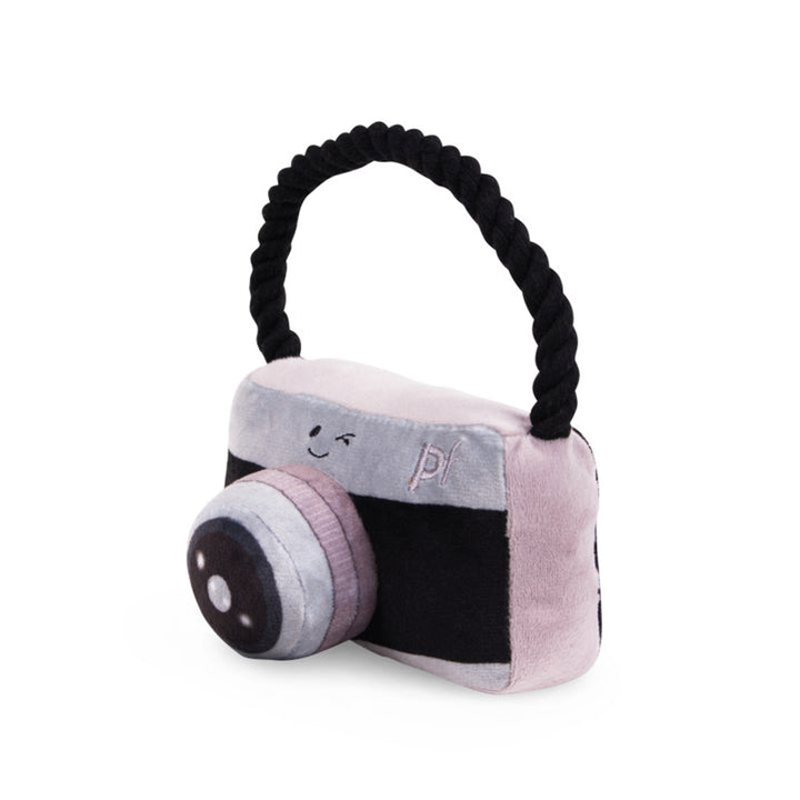 PetFace Retro Camera With Rope Plush Dog Toy