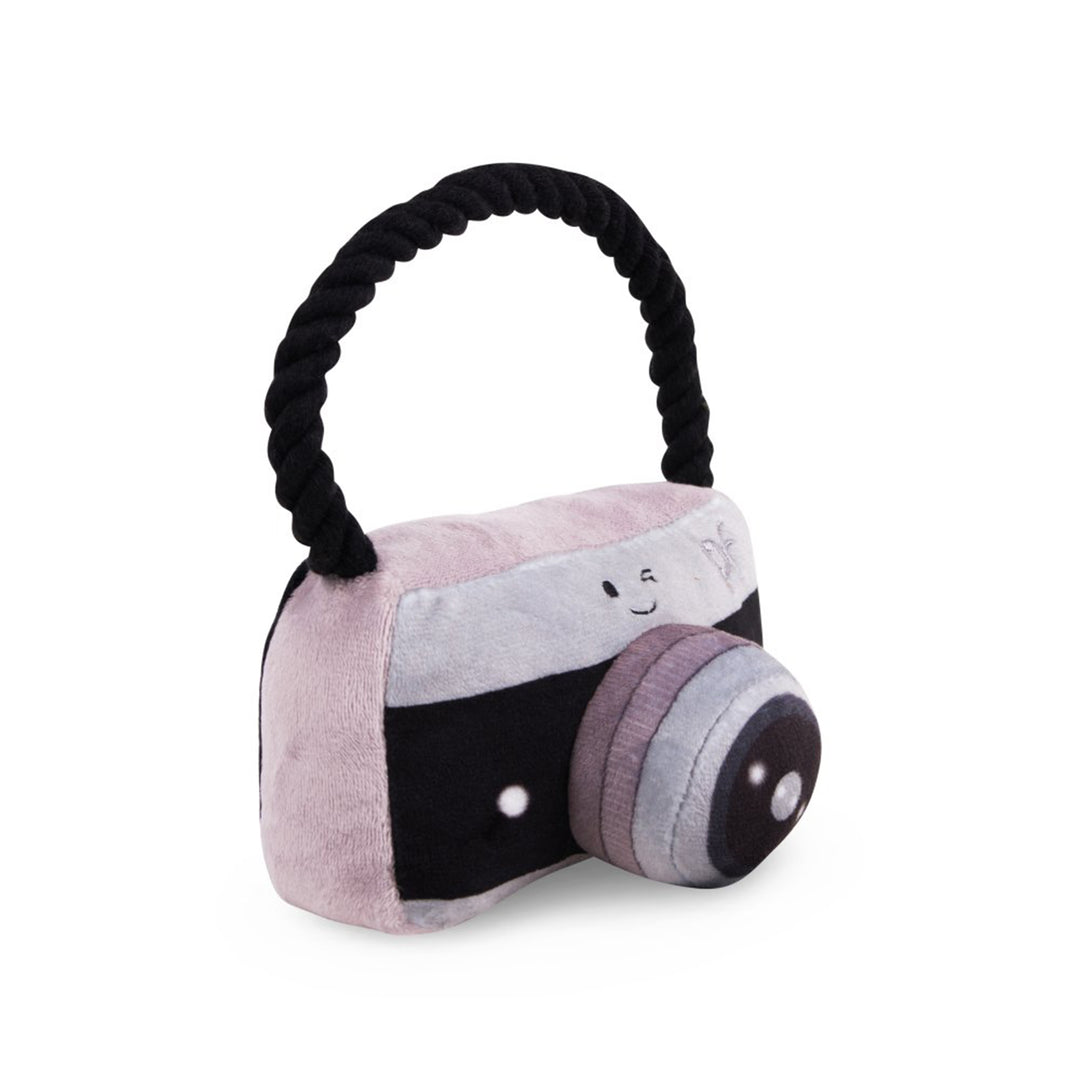 PetFace Retro Camera With Rope Plush Dog Toy