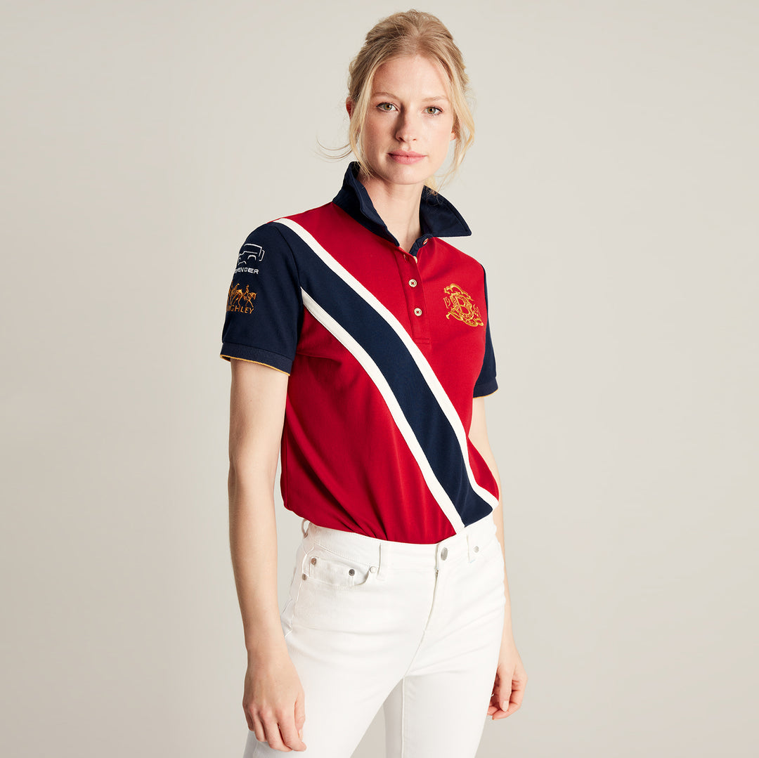 The Joules Ladies Burghley Polo in Dark Red#Dark Red