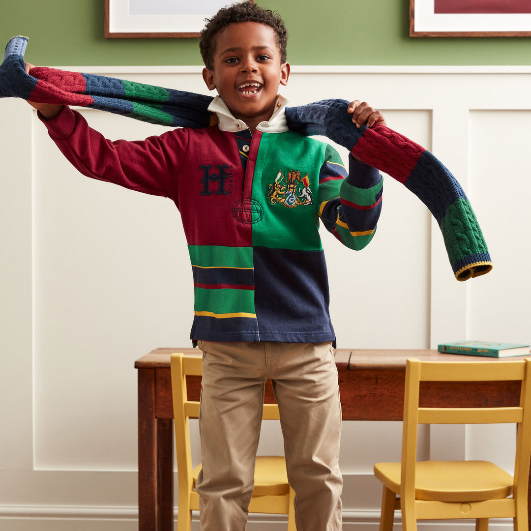 The Joules Boys Keeper Rugby Shirt in Navy#Navy