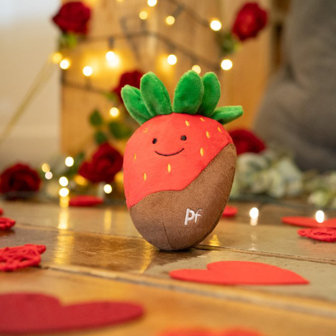 PetFace Foodie Faces Charlie Chocolate Dipped Strawberry Plush Dog Toy