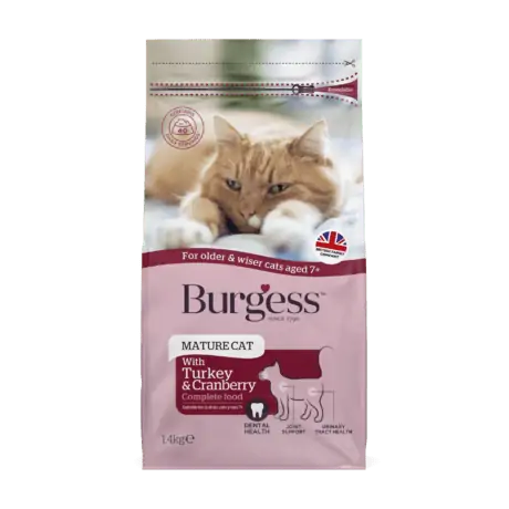 Burgess Complete Mature Dry Cat Food with Turkey & Cranberry 1.4kg