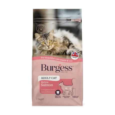 Burgess Complete Adult Dry Cat Food Rich in Scottish Salmon 1.5kg