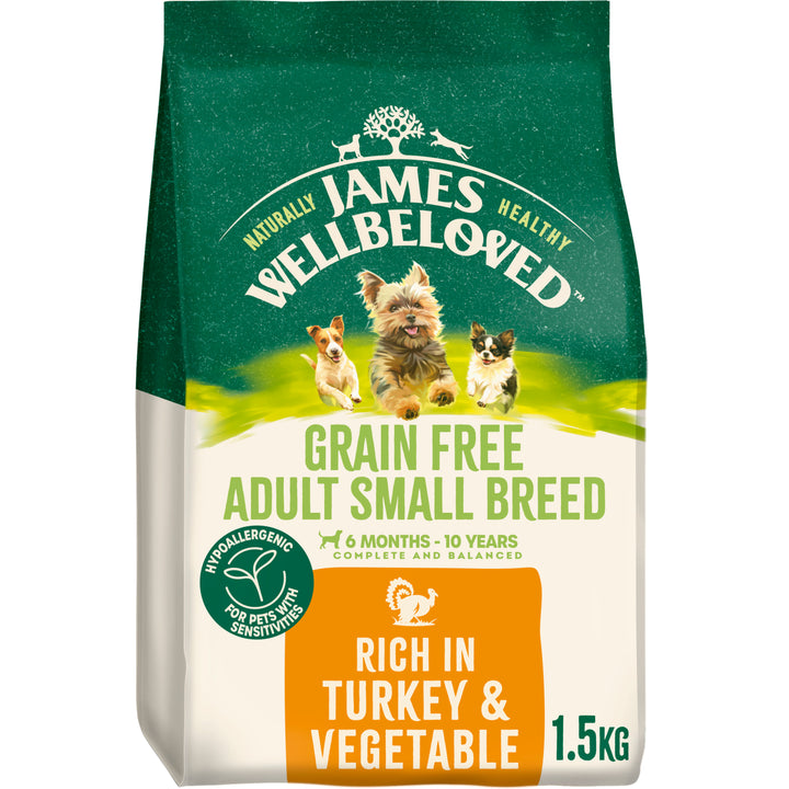 James Wellbeloved Adult Small Breed Turkey & Veg Grain Free Dry Dog Food