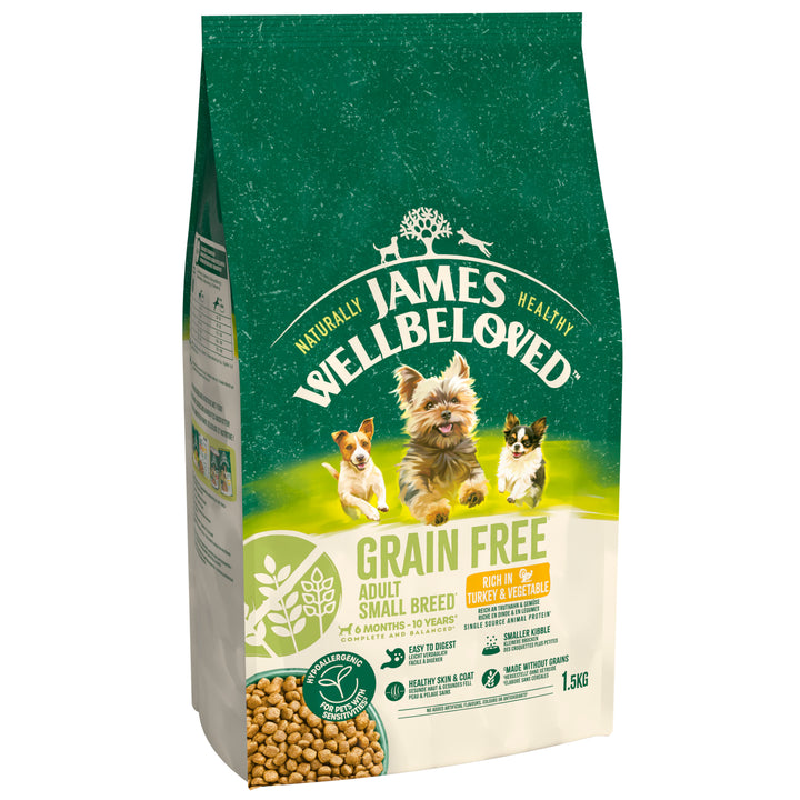 James Wellbeloved Adult Small Breed Turkey & Veg Grain Free Dry Dog Food