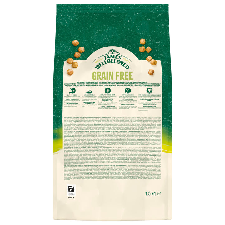 James Wellbeloved Adult Small Breed Turkey & Veg Grain Free Dry Dog Food