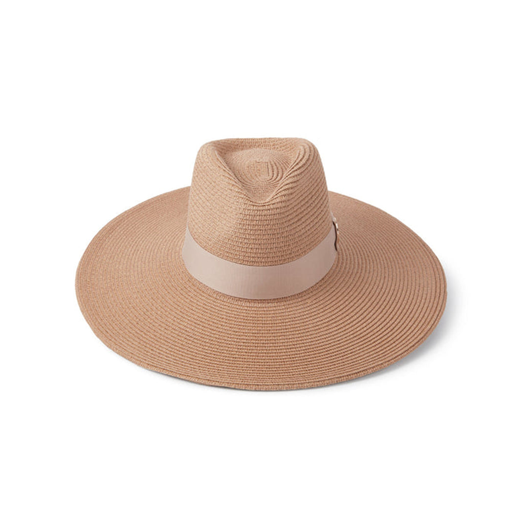 Hicks & Brown Pebmarsh Extra Wide Brim Fedora Champagne Ribbon