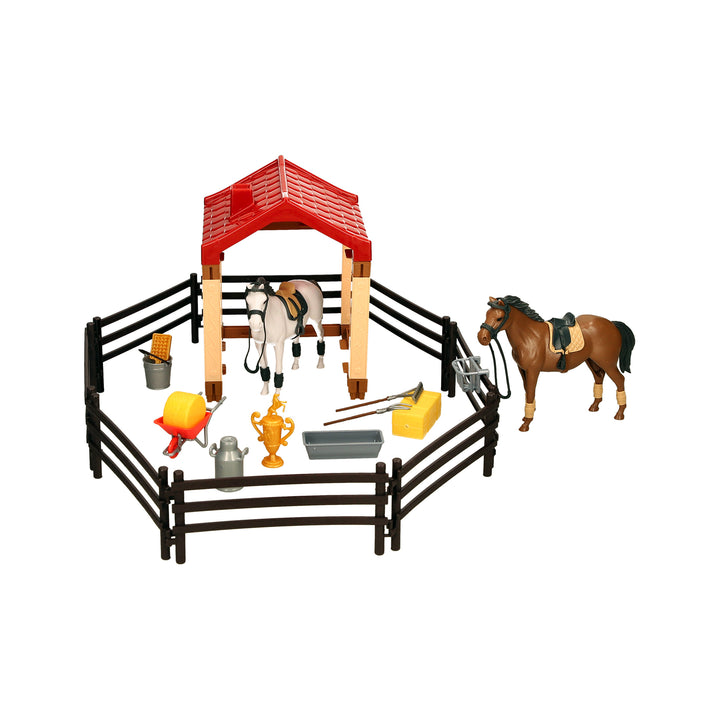 Platinum Toy Twin Horse Set with Stable & Fences