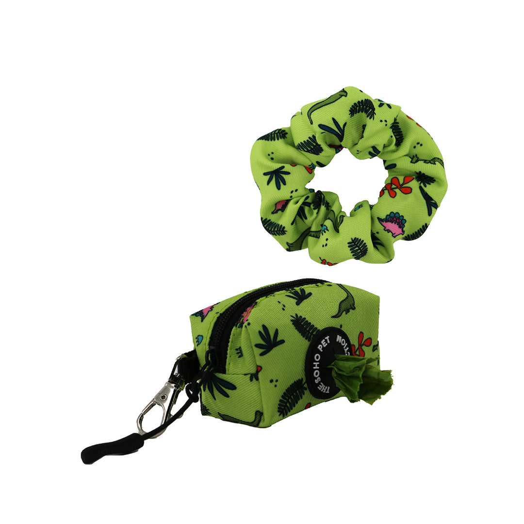 Ancol Dino Patterned Poop Bag and Scrunchie