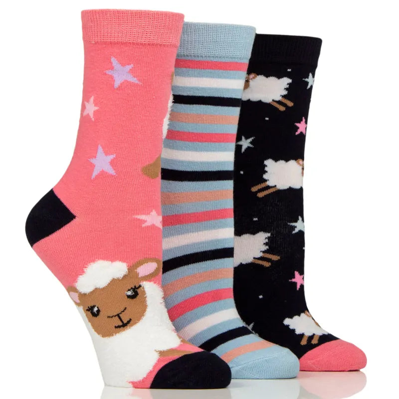 Platinum Ladies Wild Feet Crew Socks - 3 Pack