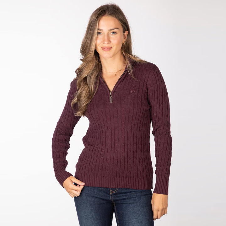 Rydale Ladies Emma Quarter Zip Cable Knit Jumper