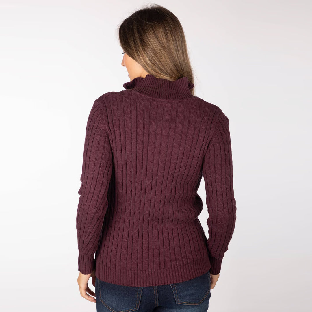 Rydale Ladies Emma Quarter Zip Cable Knit Jumper