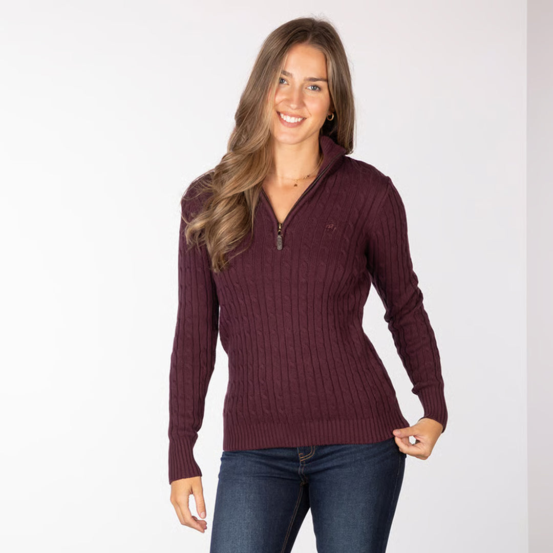 Rydale Ladies Emma Quarter Zip Cable Knit Jumper