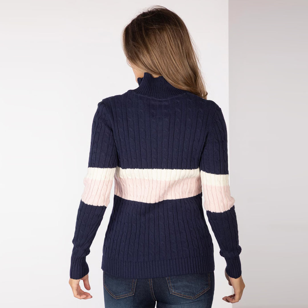 Rydale Ladies Bramham Striped Quarter Zip Jumper