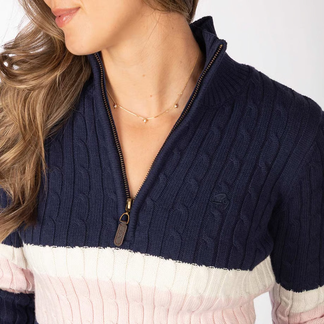Rydale Ladies Bramham Striped Quarter Zip Jumper