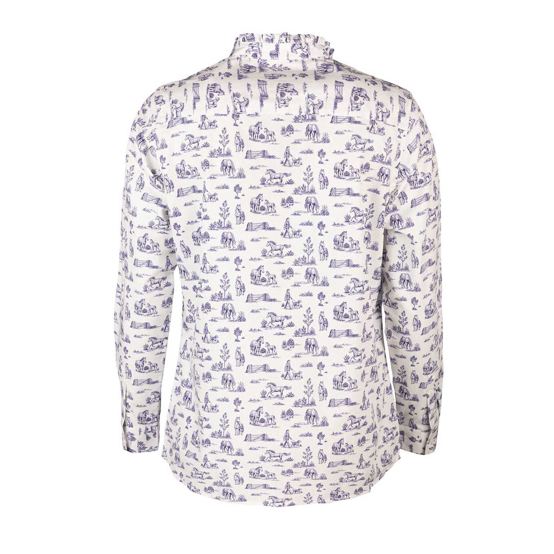 Rydale Ladies Ivy Oxford Cotton Ruffled Shirt