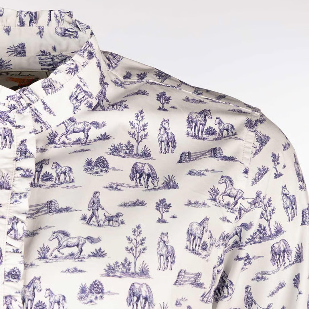 Rydale Ladies Ivy Oxford Cotton Ruffled Shirt