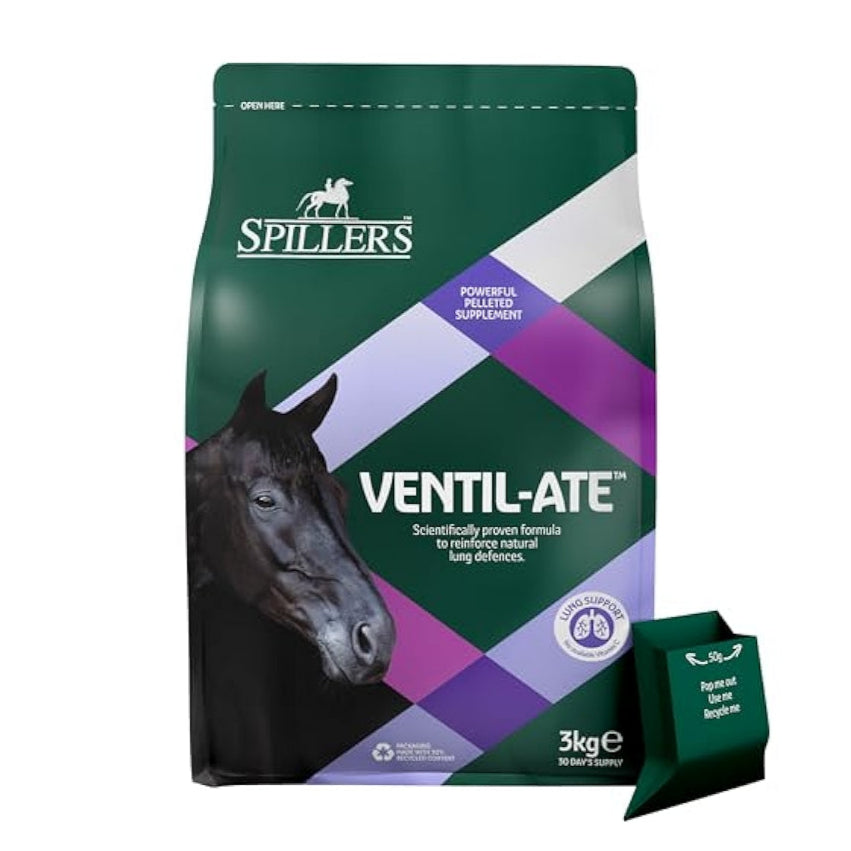 Spiller's Ventil-Ate horse feed packaging on a white background