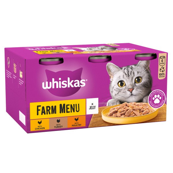Whiskas 1+ Farm Menu Tins in Jelly 6x400g 400g