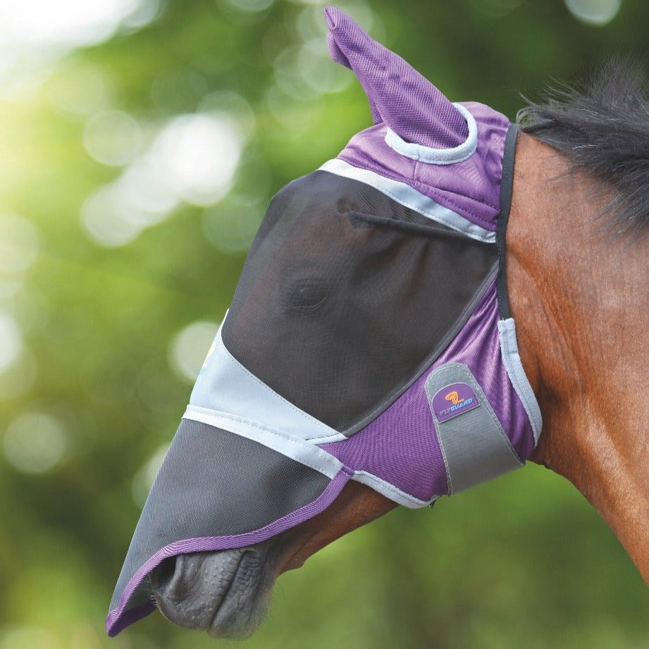 The Shires Deluxe Fly Mask With Ears & Nose in Purple#Purple