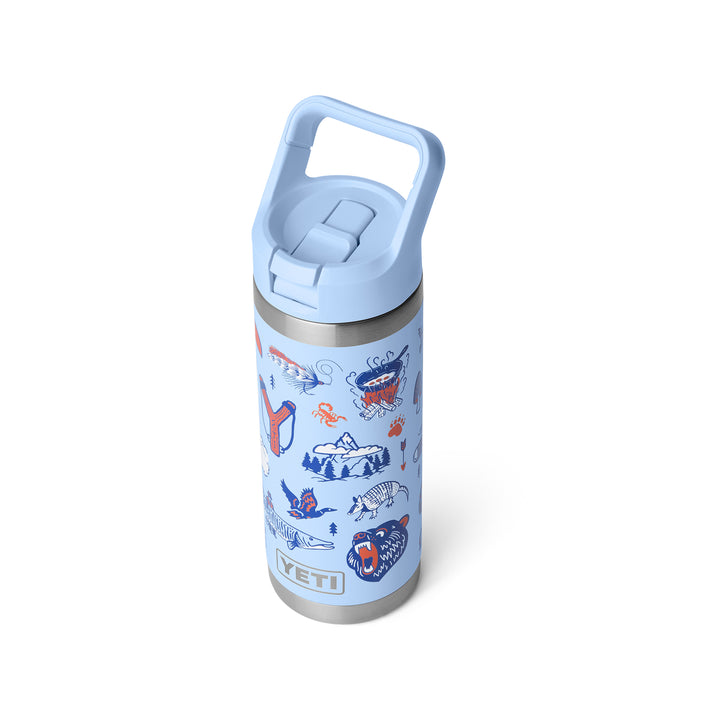 Yeti Rambler 18oz Colour Straw Bottle - Summer Graphic Big Sky Blue