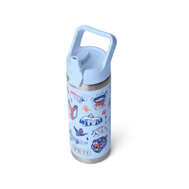 Yeti Rambler 18oz Colour Straw Bottle - Summer Graphic Big Sky Blue