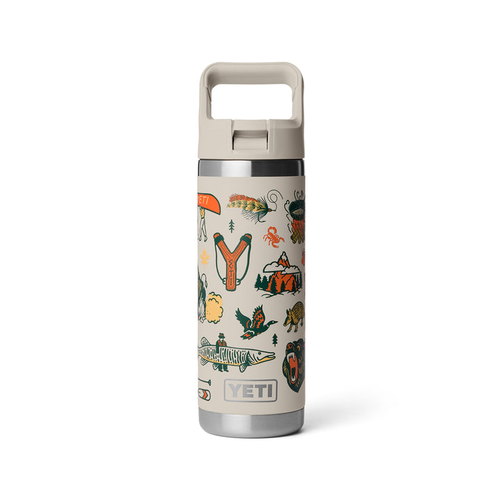 Yeti Rambler 18oz Colour Straw Bottle - Summer Graphic Cape Taupe