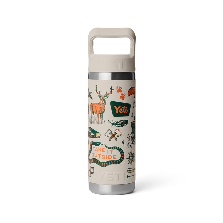 Yeti Rambler 18oz Colour Straw Bottle - Summer Graphic Cape Taupe