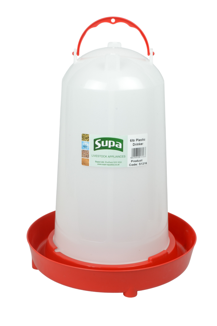 Supa Red & White Poultry Drinker 6L