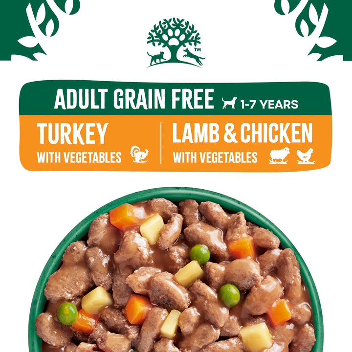 James Wellbeloved Adult Dog Grain Free Pouches with Turkey, Lamb & Chicken