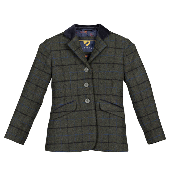 Aubrion Childs Saratoga Tweed Jacket in Dark Green Check#Dark Green Check