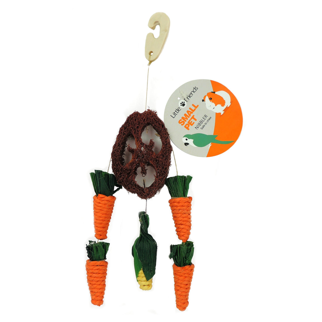 Classic Little Friends Carrot & Corn Loofah Nibbler Hanging Toy