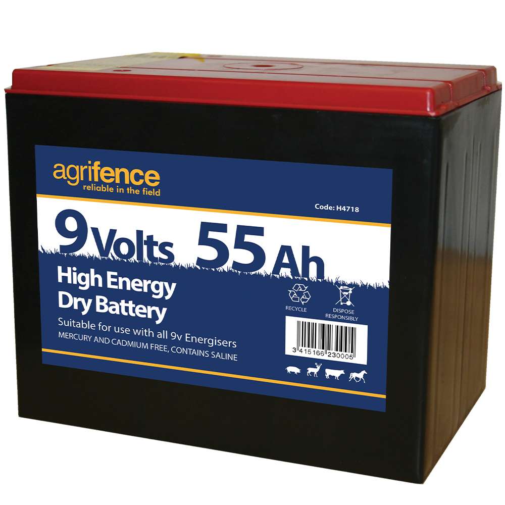 Agrifence 9v 55Ah Dry Battery for Electric Fencing
