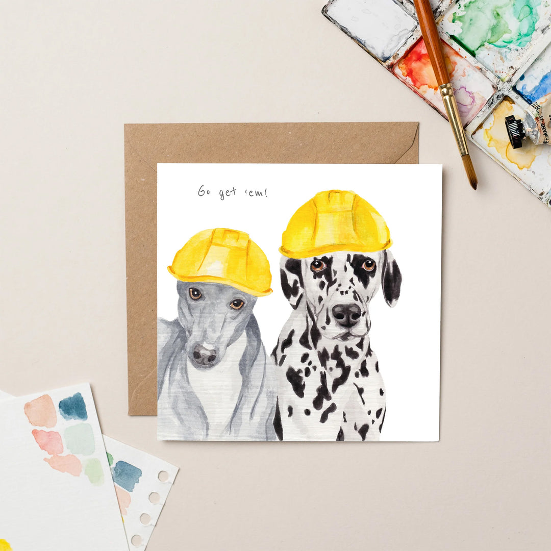 Lil Wabbit Dogs in Hard Hats Card