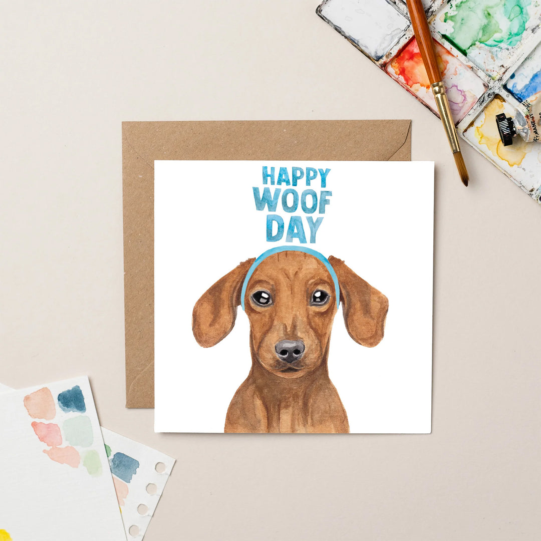 Lil Wabbit Dachshund Woofday Card